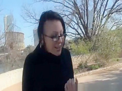 Exhibitionist goth chick flashing in public