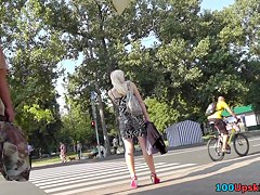 Fabulous street upskirt pink panty