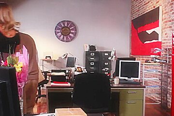Fascinating blonde Samantha Saint has oral sex with nerdy guy