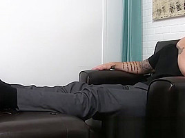 Feet worship with older Step daddy and young handsome jock
