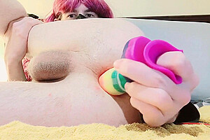 Femboy Fast Dildo Fuck! Hot Gape! Shaking Orgasm!