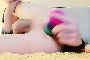 Femboy Fast Dildo Fuck! Hot Gape! Shaking Orgasm!