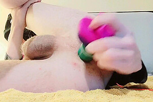 Femboy Fast Dildo Fuck! Hot Gape! Shaking Orgasm!