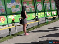 Fine upskirt closeup of chicks darksome belt