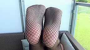 Fishnet foot play by Carla by Foot Girls