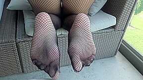 Fishnet foot play by Carla by Foot Girls