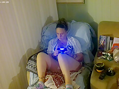 Gamer Girl In Smoking Cigarettes In Bra And Panties 4 (upclose)