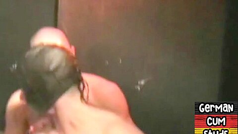 Gangbanged German amateur gay fucked and assfisted in sling