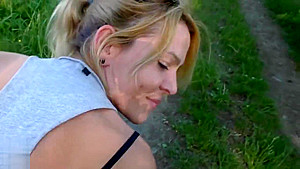 German Blonde amateur does anal in nature!