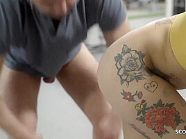 German Scandal Sex In Public Gym - Big Boobs Tattoo Bitch M