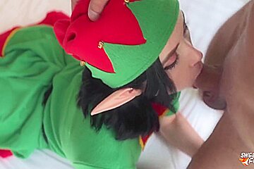 Gift From Christmas Elf - Hot Blowjob And Sex With Cum On Wet Pussy Pov