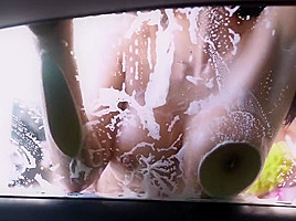 Girls licking each other in the truck