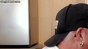 Gloryhole BJ DILF sucks cock till cum in mouth ending