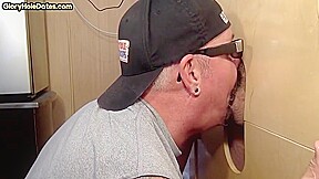 Gloryhole Dilf Give Closeup Blowjob And Takes Cum In Mouth
