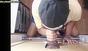 Gloryhole greedy DILF sucks cock at home in homemade oral