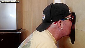 Gloryhole greedy DILF sucks cock at home in homemade oral
