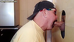 Gloryhole greedy DILF sucks cock at home in homemade oral