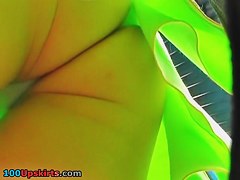 Golden-Haired show stopper upskirts outdoors