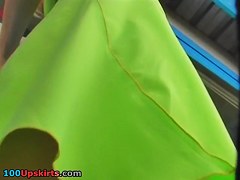 Golden-Haired show stopper upskirts outdoors
