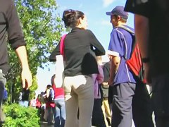 Gorgeous brunette walking her cute ass