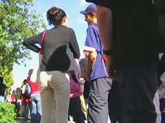 Gorgeous brunette walking her cute ass