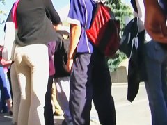 Gorgeous brunette walking her cute ass