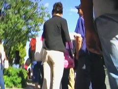 Gorgeous brunette walking her cute ass