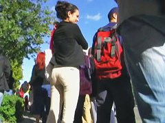 Gorgeous brunette walking her cute ass