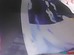 G-string wearing bitch filmed in upskirt video clip