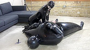Guy Gets Blown Up Huge In An Inflatable Latex Suit Then Gets Fucked