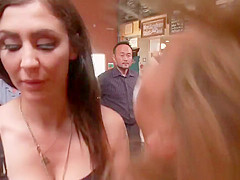 Hairy blonde fucked in public pizzeria