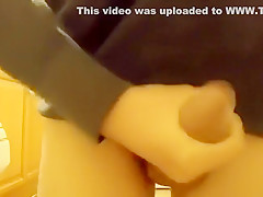 Hairy boy jerk in bathroom