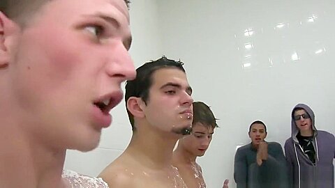 Hazed straight twinks buttfuck in shower