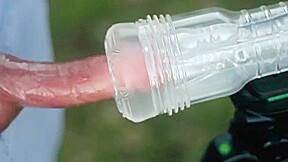 Holiday fleshlight cock milking outdoors