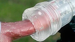 Holiday fleshlight cock milking outdoors