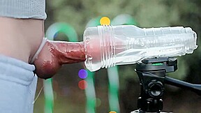 Holiday fleshlight cock milking outdoors