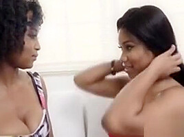 Horny Black Lesbians Strip And Make Love