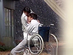 Horny Japanese nurse sucks cock in front of a