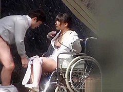 Horny Japanese nurse sucks cock in front of a