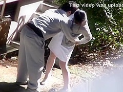Horny Japanese nurse sucks cock in front of a