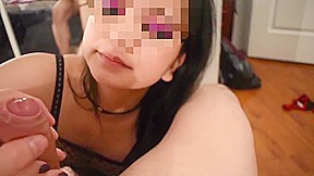 Hot Asian Girlfriend Edges My Cock and Takes Massive Facial