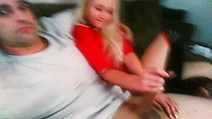Hot Blonde Gives A Sensual Handjob To A Big Dick