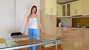 Hot Gal Makes Some Workout Of Her Asshole By A Glass Dildo