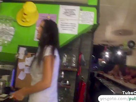 Hot and sexy Spanish chick gets paid for having sex at the pub