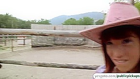 Hot and sexy amateur cowgirl rides cock for cash in an outdoor sex