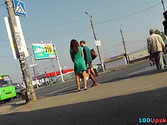 Hot brunette hair upskirt chick