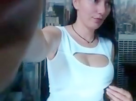 Hot chick masturbates at work