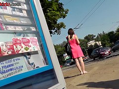 Hot pink summer costume upskirt