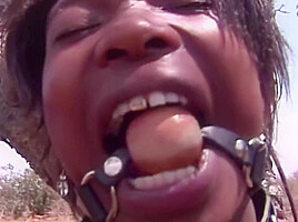 Hot slavish Black Whore In BDSM Clothes Sucking Fat Cock
