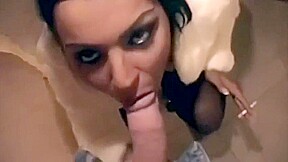 Hottie Smokes And Sucks on Balcony